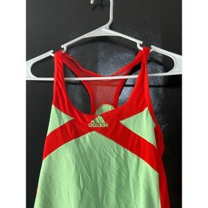 Adidas Adizero Climacool Tennis Dress Orange Lime Green Racerback Mesh Womens L